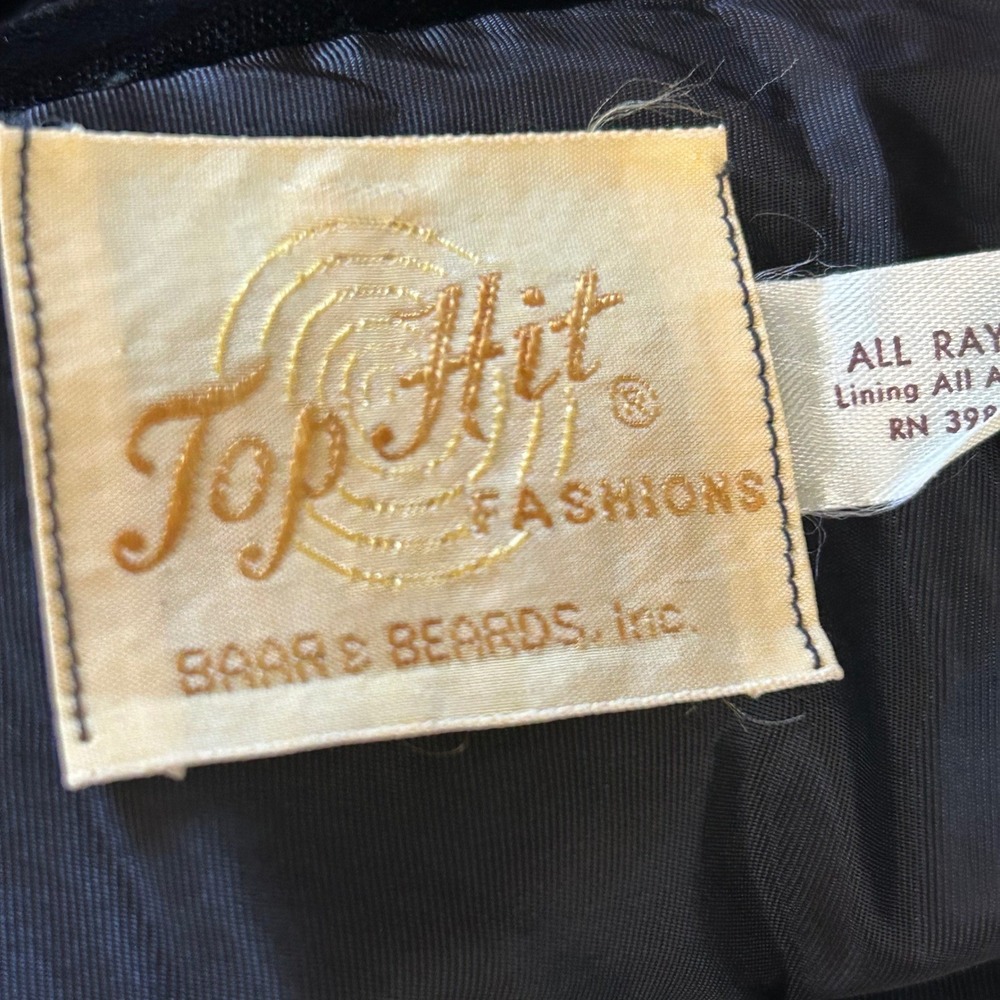 Vintage 1960s Top Hit Fashions Black Rayon Velvet Capelet Shawl Collar Wrap MCM - Picture 5 of 6